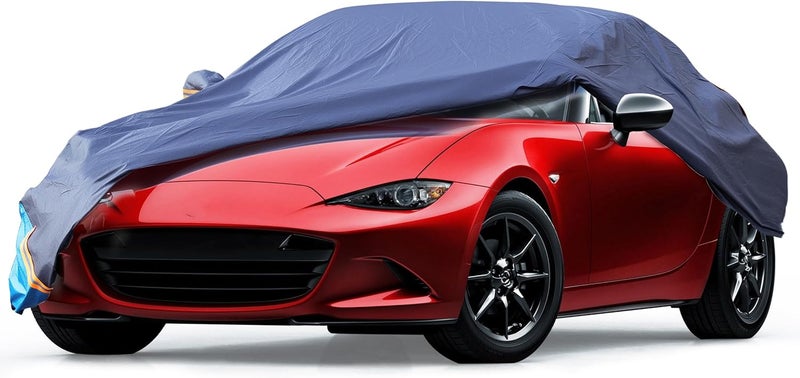 DINGHAO Car Cover Waterproof All Weather, 6 Layers Outdoor Full Exterior Cover Rain Sun UV Snowproof Protection with Zipper Cotton, Mirror Pocket for Mazda MX-5 - Image 1